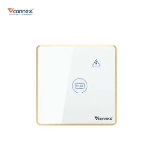 Công tắc Vconnex chống giật cho bình nước nóng – Vuông – Viền Nhôm- Trắng