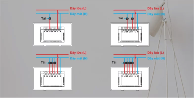 Tiến hành nối các dây điện của công tắc thông minh Vconnex với các dây nguồn